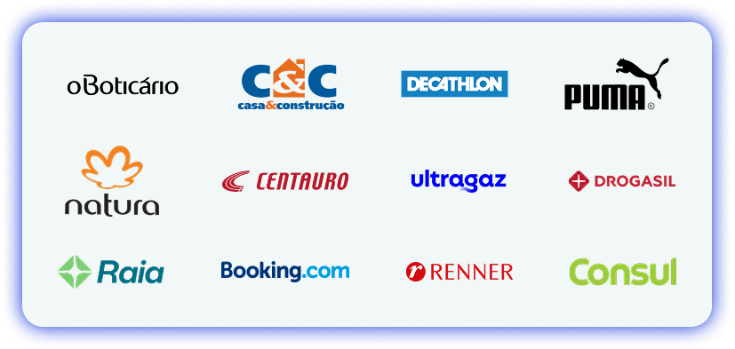 Parceiros: Renner, C&C, Decathlon, Raia, Natura, Consul, Ultragaz, Drogasil e mais